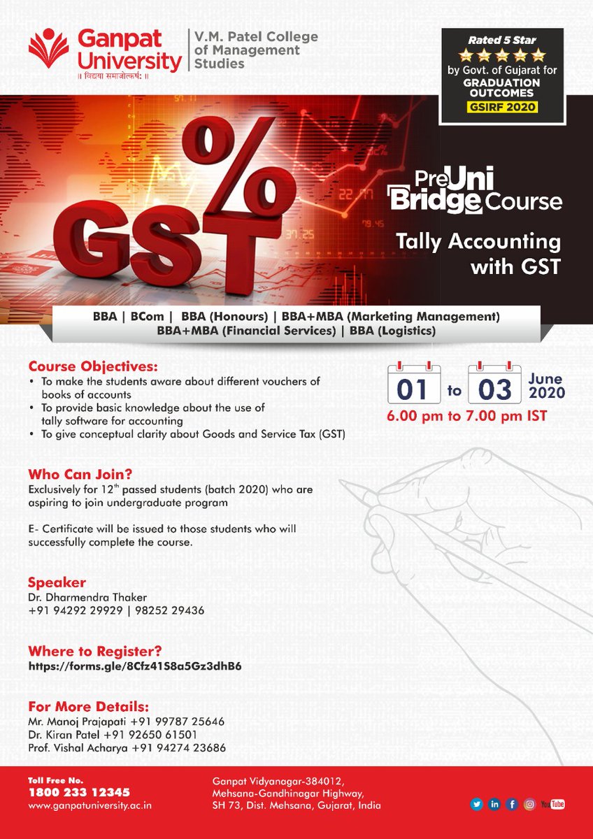 vaaproject's tweet photo. Click here for Registration: https://t.co/xSomvGjuaD
Only for 12th Students who are Aspiring to Join Undergraduate Courses...
#VMPCMS #GUNI #Tally #GST #StudyinGujarat https://t.co/kAt8YRJ7Hj