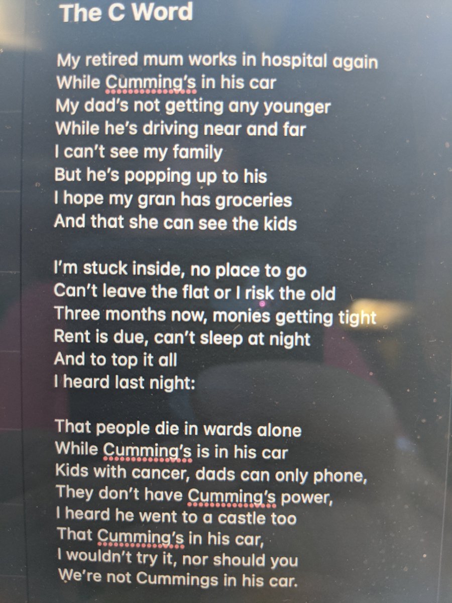 When the #CummingsScandal stuff broke I wrote a brief poem about. Heavily inspired by Gil Scott-Heron (as you can probably tell).