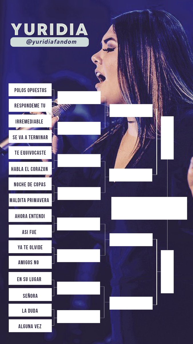 YuridiaFandom's tweet photo. Comparte la siguiente plantilla👇🏼con tus amigos en las historias de tu insta, y descifra cuál de estas canciones resulta ser tu favorita. #Yuridia https://t.co/75F8TfNp0O