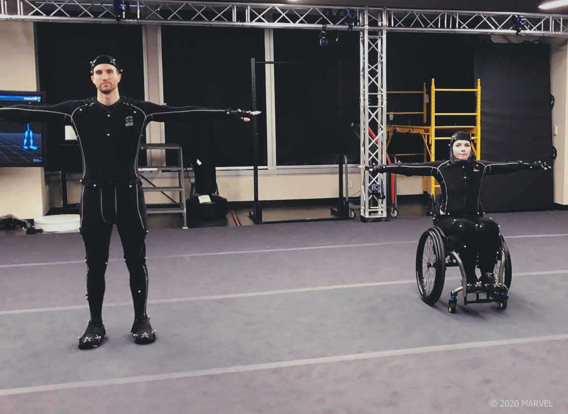 Big news!!! I’ve been dying to talk about this for a year and a half!!! Last year... I did some Motion Capture for @CrystalDynamics’ @PlayAvengers in my wheelchair👩🏻‍🦽 A sneak peek at the character based on my moves! And look, it’s me with real life stunt men!!! In a funny suit!!