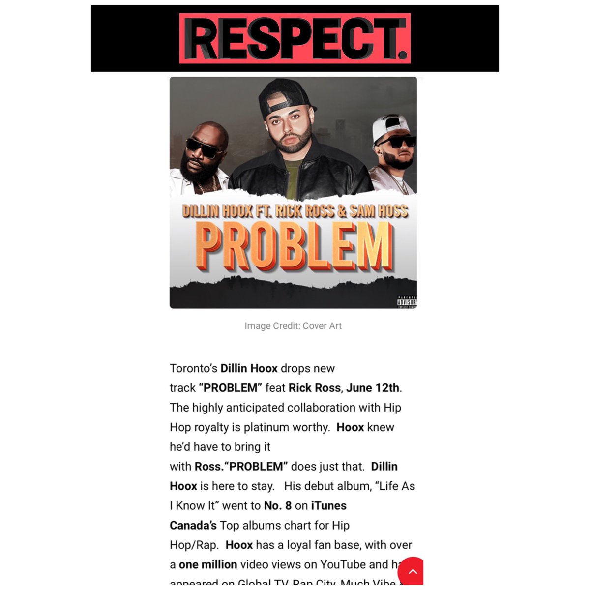 sashastoltz's tweet photo. Thanks to New York’s @RESPECTMAG for the feature on #sashastoltzpublicity Client #hiphop Artist @DillinHoox & his single #problem w/ #hiphoproyalty @RickRoss & @mrsamhoss https://t.co/He4MRDKqS8 #rickross #maybachmusic #rap #newmusic #ThursdayMotivation #respectmag #dillinhoox https://t.co/Gu64YNVx4R