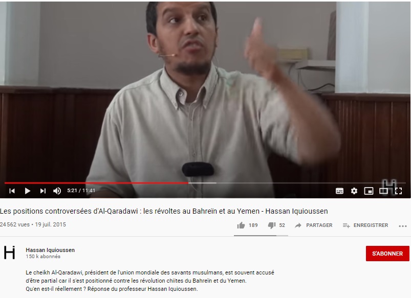 Iquioussen le défend trés régulièrement et présente ses avis à son public.150 000 abonnés sur YouTube