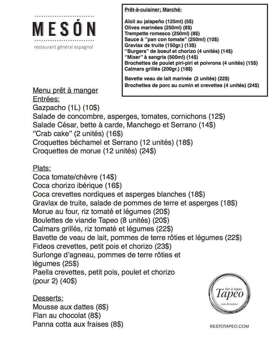 Notre nouveau menu en un seul coup d'oeil, juste ici 👇👓. 
Pour commander : restomeson.com