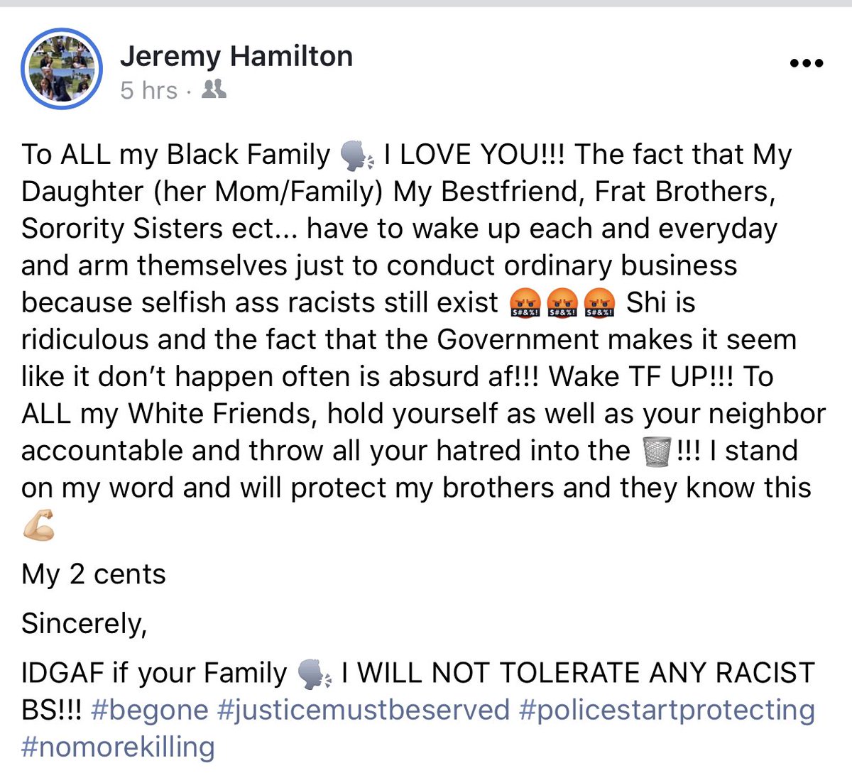 elevatewith_ej's tweet photo. My White frat brother spoke up ✊🏾🤘🏾..  but the rest of white people stand in silence 😑.. GOMAB BROTHER.. 

Lead by example https://t.co/2Qig0cVqMq