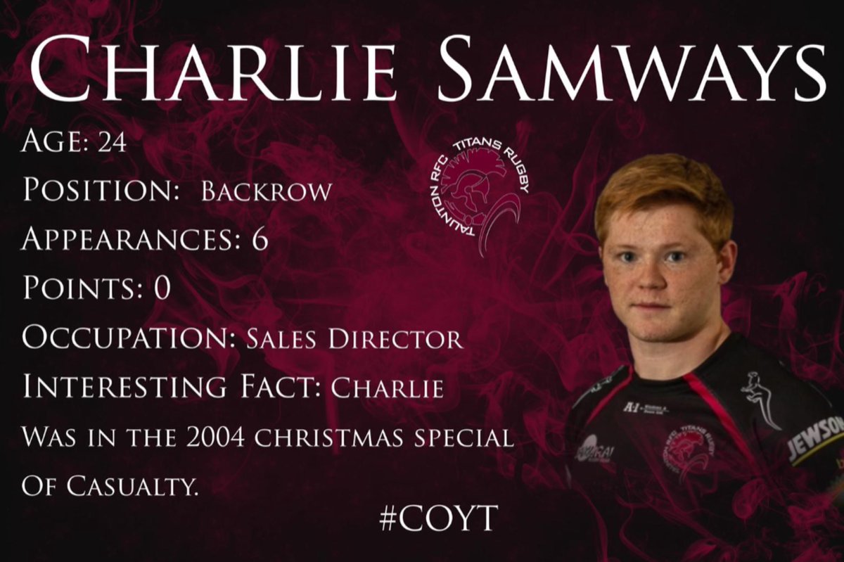 tauntonrfc's tweet image. Next up is another player we’re expecting big things from next season, his fitness levels and pace along with his natural ability with ball in hand makes @charliesamways a great option in the back row for us. Awesome to have you on board again Charlie #Titans #BackRow