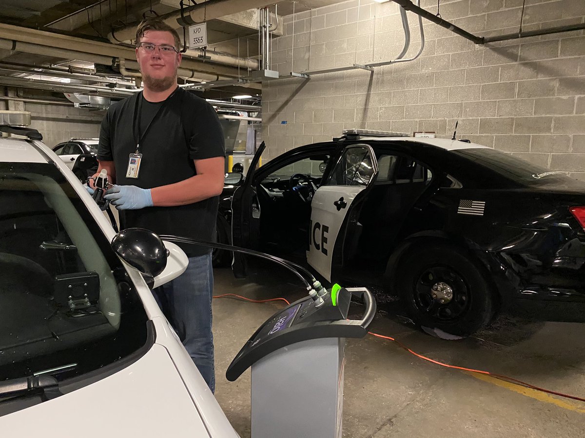 KPD’s “Mr. Clean” 🧽 

A HUGE shoutout to Paul for maintaining the cleanliness of our department vehicles. He works to make sure all our vehicles are clean inside and out.                   
Our squads are also disinfected after each use with a fogger. Thank you Paul!