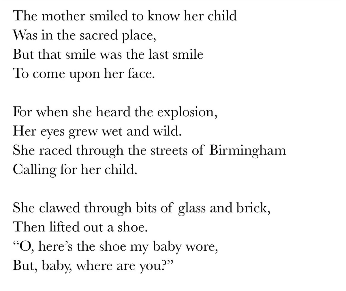 There's also a poem about the attack, called the 'Ballad of Birmingham' and it was written by Dudley Randall.