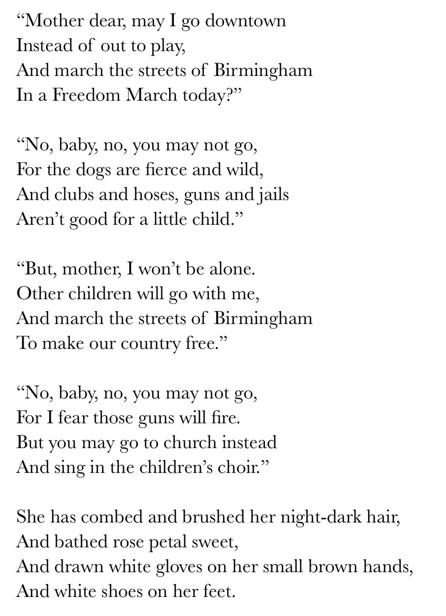 There's also a poem about the attack, called the 'Ballad of Birmingham' and it was written by Dudley Randall.