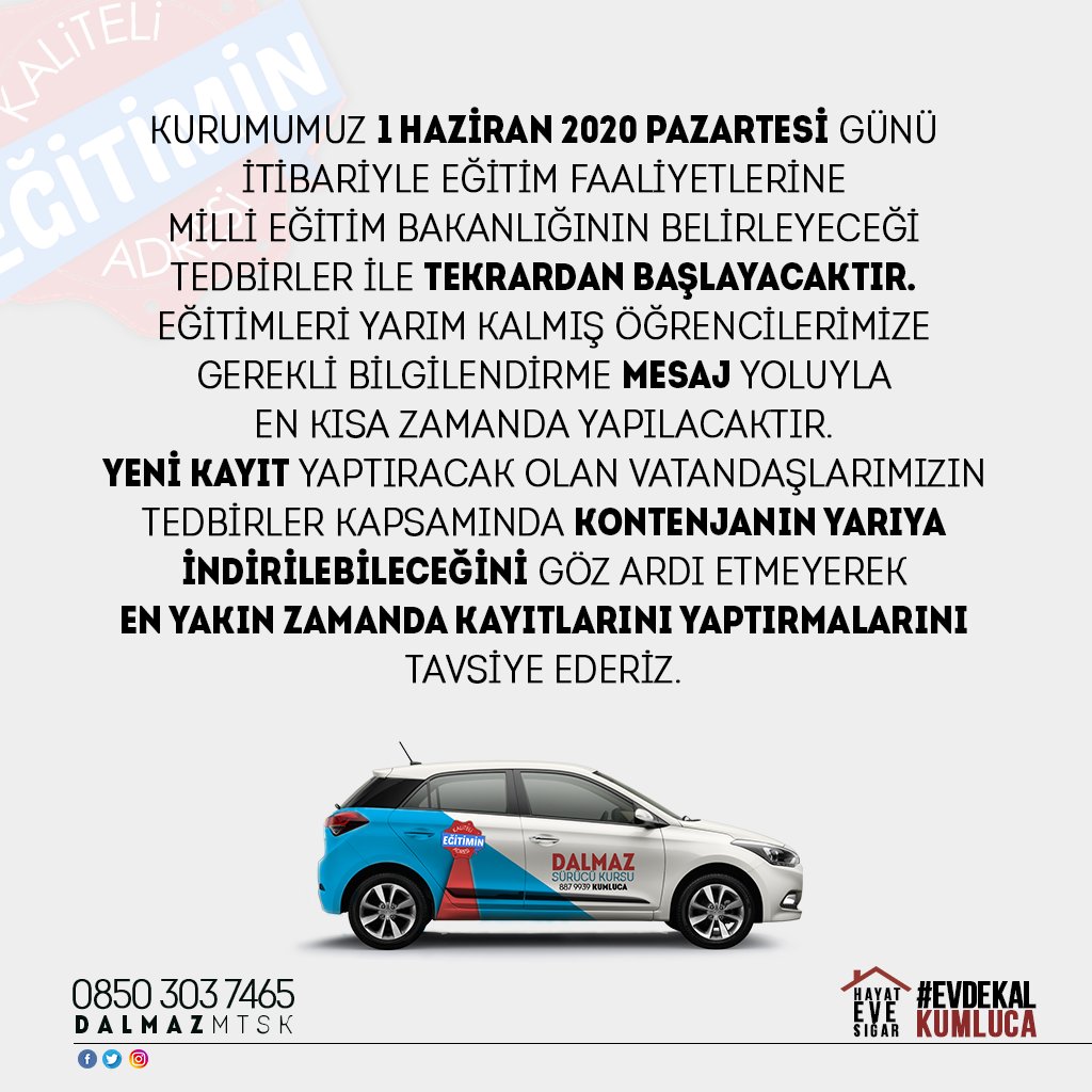 1 Haziran'dan itibaren eğitim faaliyetlerimize devam ediyoruz.