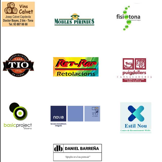 Aquests patrocinadors i col·laboradors ens han ajudat tota aquesta temporada a tirar endavant.
Moltes gràcies!
Amb la seva imatge volem iniciar una campanya per ajudar a tots els nostres socis amb negoci, oferint les nostres xarxes per publicitar-se gratuïtament.