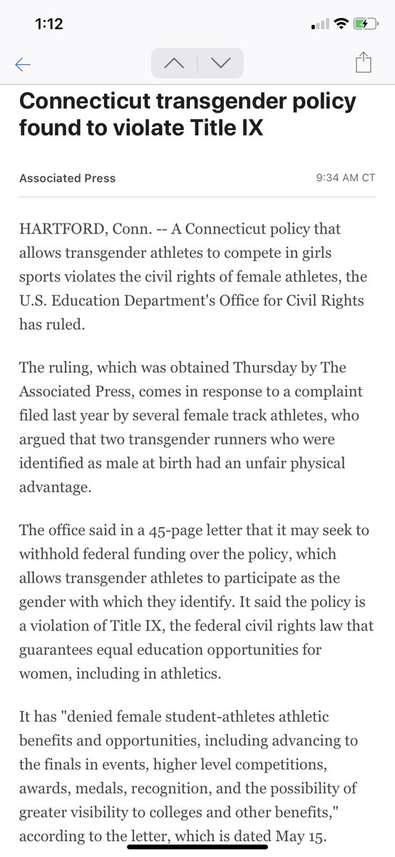 Connecticut policy allowing transgender athletes to compete against girls in high school violates Title IX. This is going to put left wingers minds into a total logic pretzel. Who do they support Title IX equality rules or transgender athletes who are kicking women’s asses?