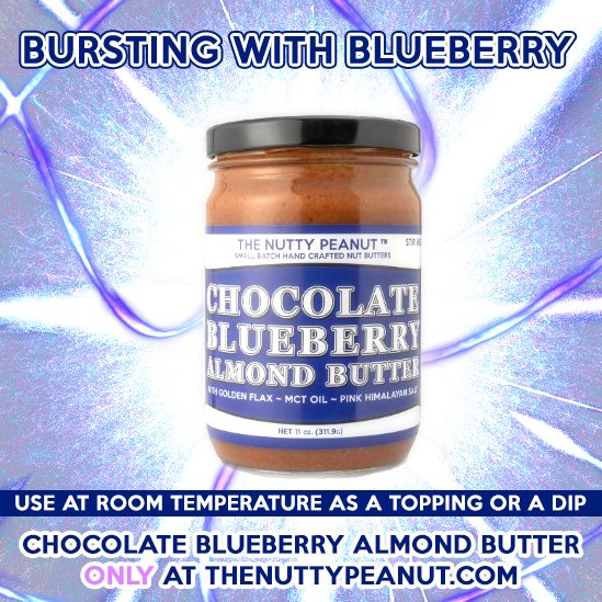 thenuttypeanut's tweet photo. Blueberry is it's business... and business is good.
Bursting With Blueberry, YES REAL BLUEBERRIES! Chocolate Blueberry Almond Butter is a 1 of a kind spread/topping made with real COCOA and RAW ALMONDS. Get yours today at https://t.co/1Z1idGl2pe
#TEAMNUTTY #ALMONDBUTTER https://t.co/HtlzCKxQEV