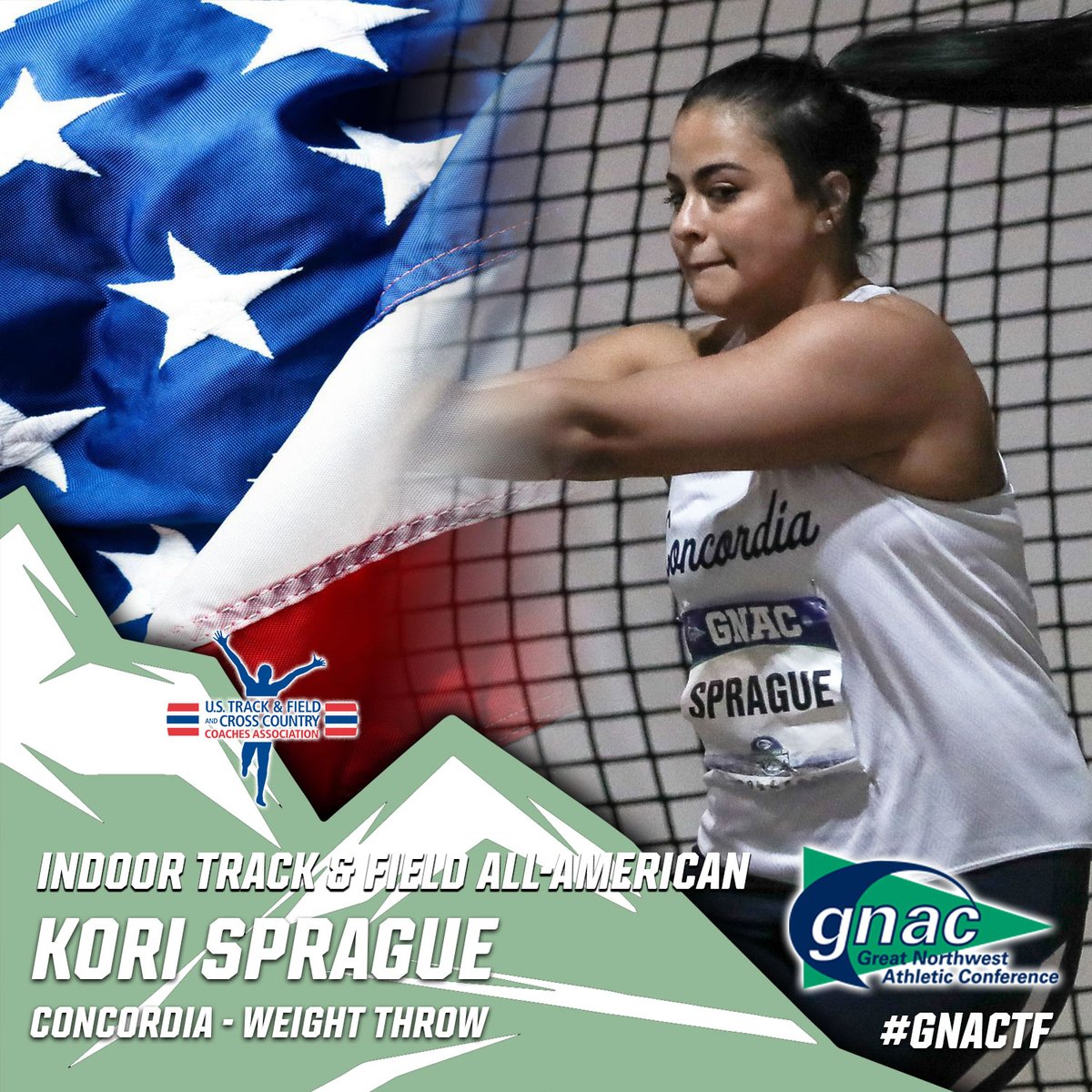 #GNACTF | So many All-Americans and we missed a graphic for one yesterday. Congrats to Kori Sprague of <a href="/gocugo/">Concordia Cavaliers</a> on her <a href="/USTFCCCA/">USTFCCCA</a> #D2ITF All-American award!
bit.ly/2yDFUXR