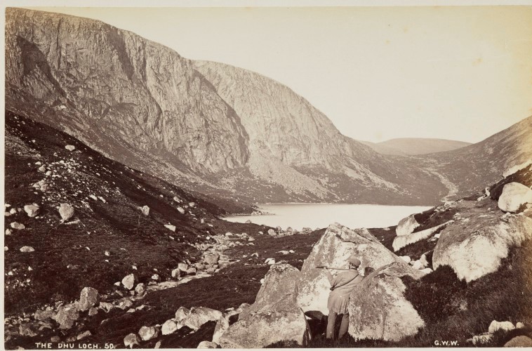 The Cairngorms are part of a national park and home to some of our highest peaks: Ben Macdhui, Braeriach, Cairn Toul, Sgor an Lochain Uaine, and Cairn Gorm. These photographs of the Cairngorms are part of the MacKinnon Collection, and date from the 1870s to the 1880s.
