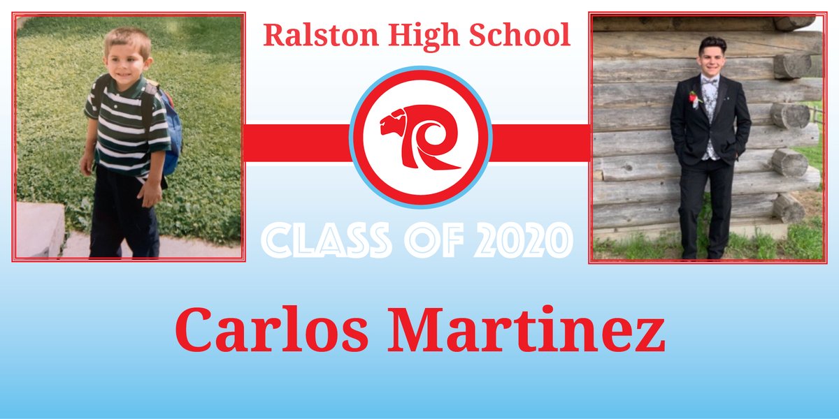 Congrats to Carlos Martinez! Carlos attended Wildewood Elementary.  In the fall, Carlos plans to attend UNO to pursue a degree in education.  His favorite <a href="/RalstonHS/">Ralston High School</a> memories include show choir and theater. #RHSRams2020