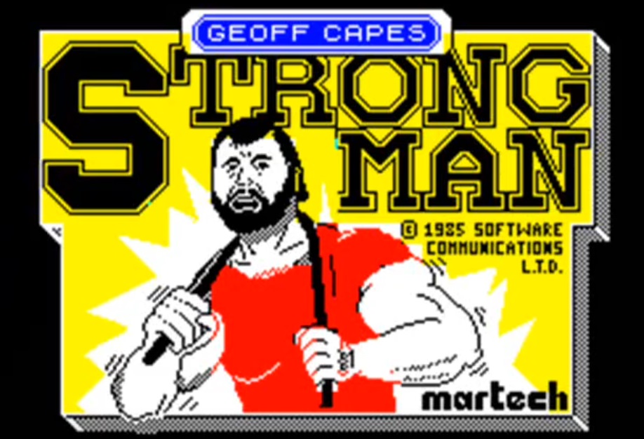 Quick plug: Geoff Capes Strong Man is but one of many unlikely tie-in games from the 8-bit era covered in my book, Speccy Nation Vol 2. #GeoffCapes  https://www.amazon.co.uk/Speccy-Nation-1982-1992-Digital-Decade/dp/1540656047/