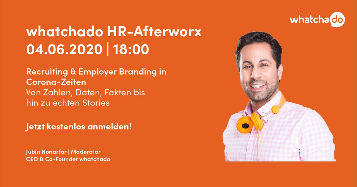 j_u_b_i_n's tweet photo. Next round unserer HR-Afterworx Reihe! Dieses Mal mit dabei: @str_eva @AnjaLuethy @Robindro @I4CR Michaela Reitterer (Präsidentin ÖHV) Joachim Prölß(Vorstand UKE)

Teilnahme Kostenlos!

https://t.co/DOG90xp3gN

#hr #webinar #employerbranding #afterworx #whatchado https://t.co/eFzrZuYNQv