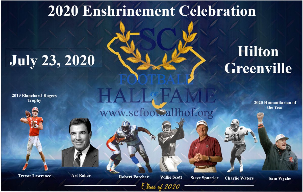 SCFootballHOF's tweet image. Reminder: #SCFHOF20 now scheduled for July 23rd
scfootballhof.org/pr…/2020-enshrinement-celebration/