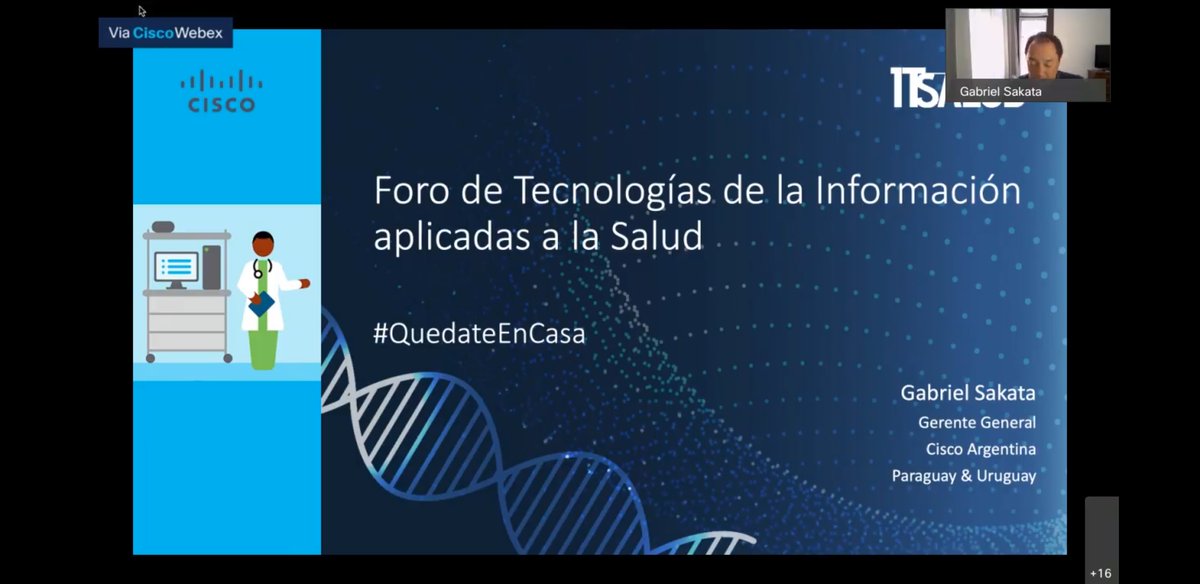 Gracias a <a href="/edudelpi/">Eduardo Del Piano</a> por la invitación a #ITSaludVirtual2020 y felicitaciones a todo el equipo de la organización por este foro virtual via <a href="/Webex/">Webex</a> 
#ITSaludVirtual2020 #LiveOnWebex