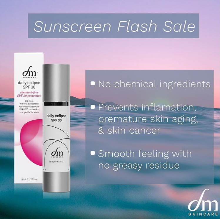 dmSkincare_ Take advantage of our flash sale on our daily eclipse SPF 30 sunscreen - a summer necessity! Use code SAFESUN25 for 25% off! 🌞