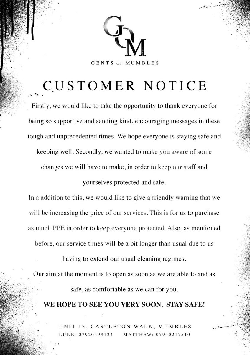 Customer notice.