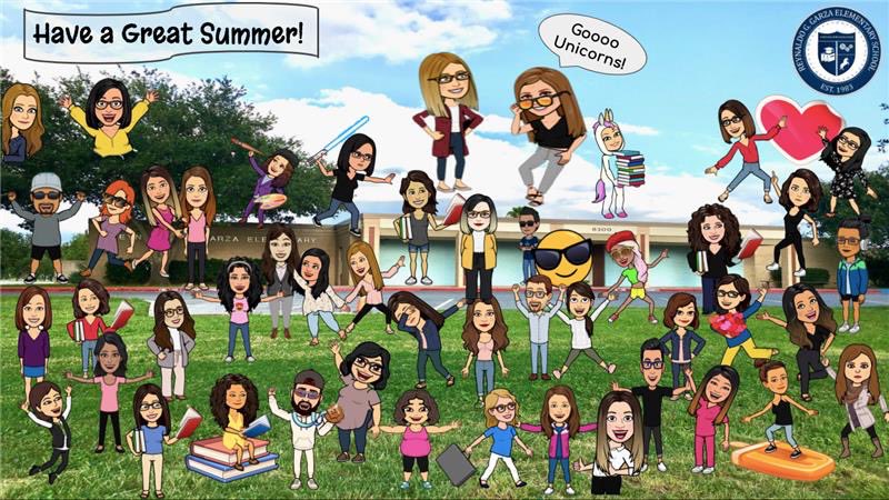 Garza Elementary staff wish you a wonderful summer break. We hope to see all of you back on August 24th. 

We love and miss you all! Gooooo unicorns! 💜🦄

Can you spot our teachers and staff? 💜