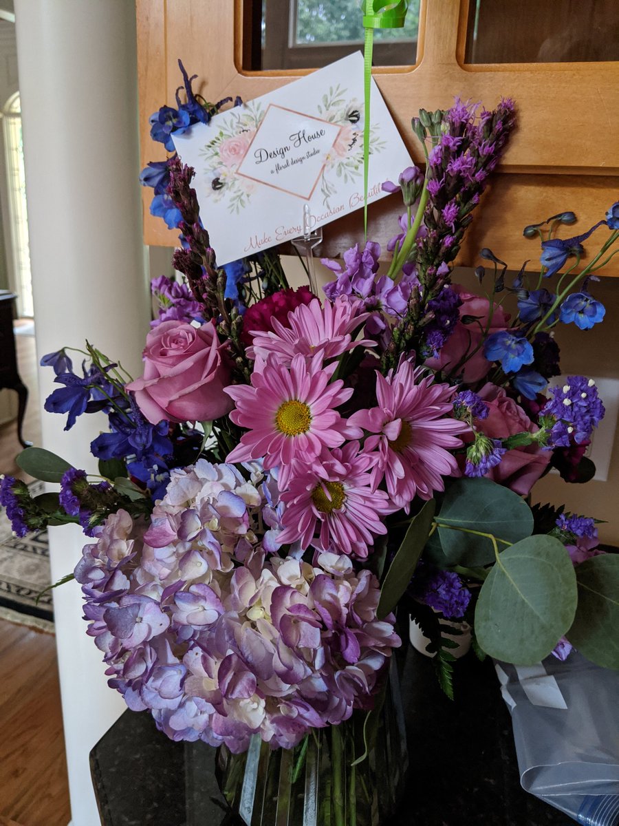 Thank you to  @007honeybadger for SNEAKILY coordinating a flower delivery with my dad, so I walked up the stairs after my defense to a full flower bouquet in Decepticon colors!! With a balloon that would've applied if I passed or failed and made me laugh like a drunk hyena.