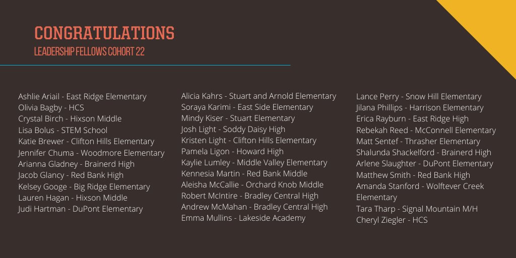 pefchattanooga's tweet photo. Congratulations to the 22nd cohort of Leadership Fellows!
#LF22 @PEFldrshippgms https://t.co/XiIxOTuLDm