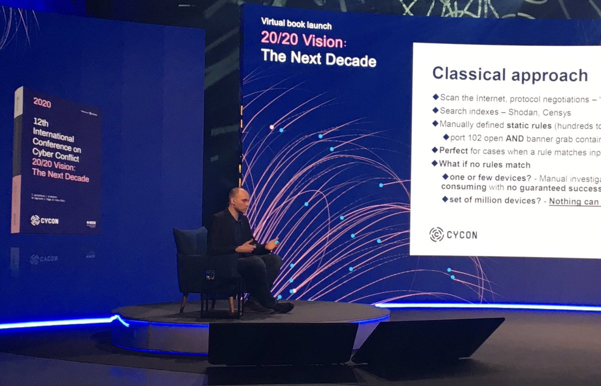 ccdcoe's tweet image. Our own @ccdcoe staff member Artūrs Lavrenovs presenting today the paper co-authored with Roman Graf and Kimmo Heinäaro on classifying widely heterogenous devices on the internet, published in #CyCon2020 proceedings. To read more: tinyurl.com/yas758dp
