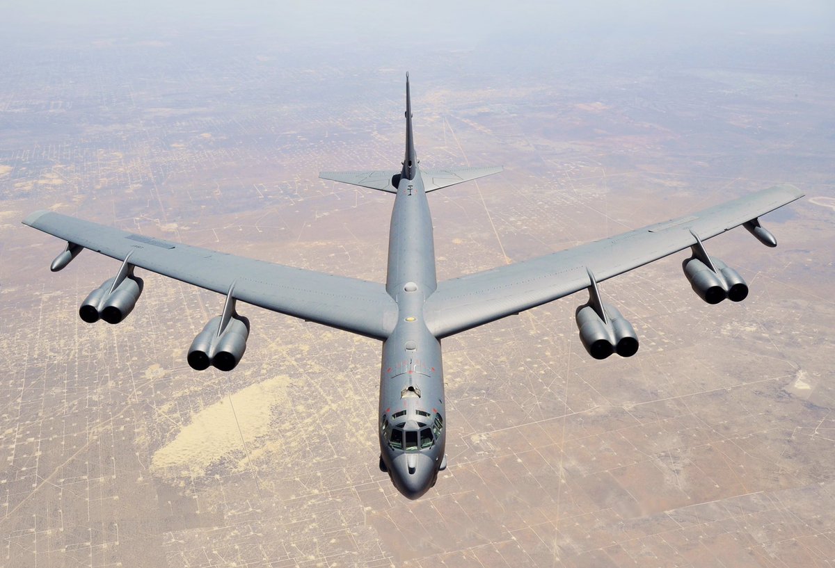 B52 Thread In 1945, Air Materiel Command issued a request for a new strategic bomber "capable of carrying out the strategic missions without dependence upon bases controlled by other countries.”It was required to cruise at 300 mph at 34,000 feet with a combat radius of 5,000m