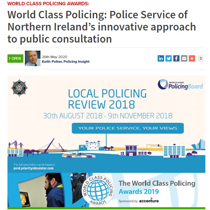 Final article in our series on the #WorldClassPolicing #Awards 2019 winners - An innovative approach to public consultation by  <a href="/PoliceServiceNI/">Police Service NI</a> and <a href="/NIPolicingBoard/">NI Policing Board</a> as part of their Local Policing Review 2018
#police 
policinginsight.com/features/innov…