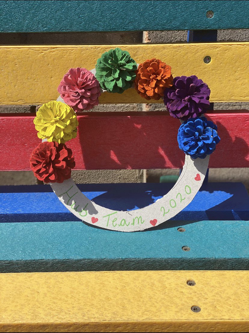 Woodlands_Edin's tweet photo. Today the #hubteam made some beautiful rainbow pine cone wreaths π https://t.co/yeW1Tz70lM