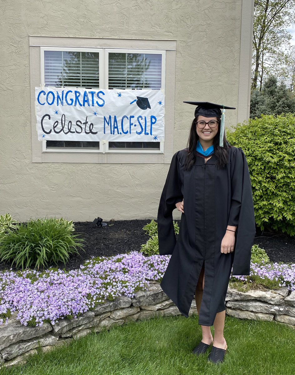 cindy_fushimi's tweet photo. Threw together my robe, Selena’s hood, and Celeste’s OU cap to make the best of her Akron graduation (that didn’t happen)! Proud of our new Speech Language Pathologist! https://t.co/bzM4jfeSwQ