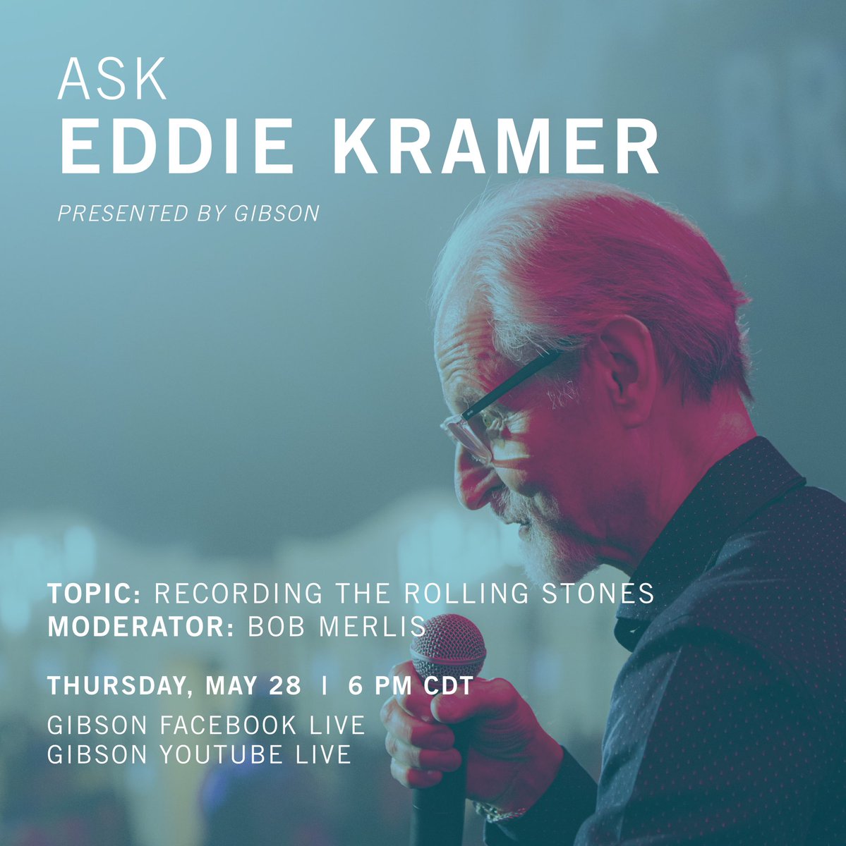 Tune in to see Eddie Kramer LIVE on our Facebook and YouTube TODAY! #gibson