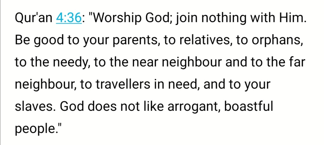 I find it touching that God doesn't refer to people as "neighbours and strangers", but rather as "near neighbours and far neighbours".No one is a stranger, everyone is a neighbour to us, and accordingly they all have rights over us.