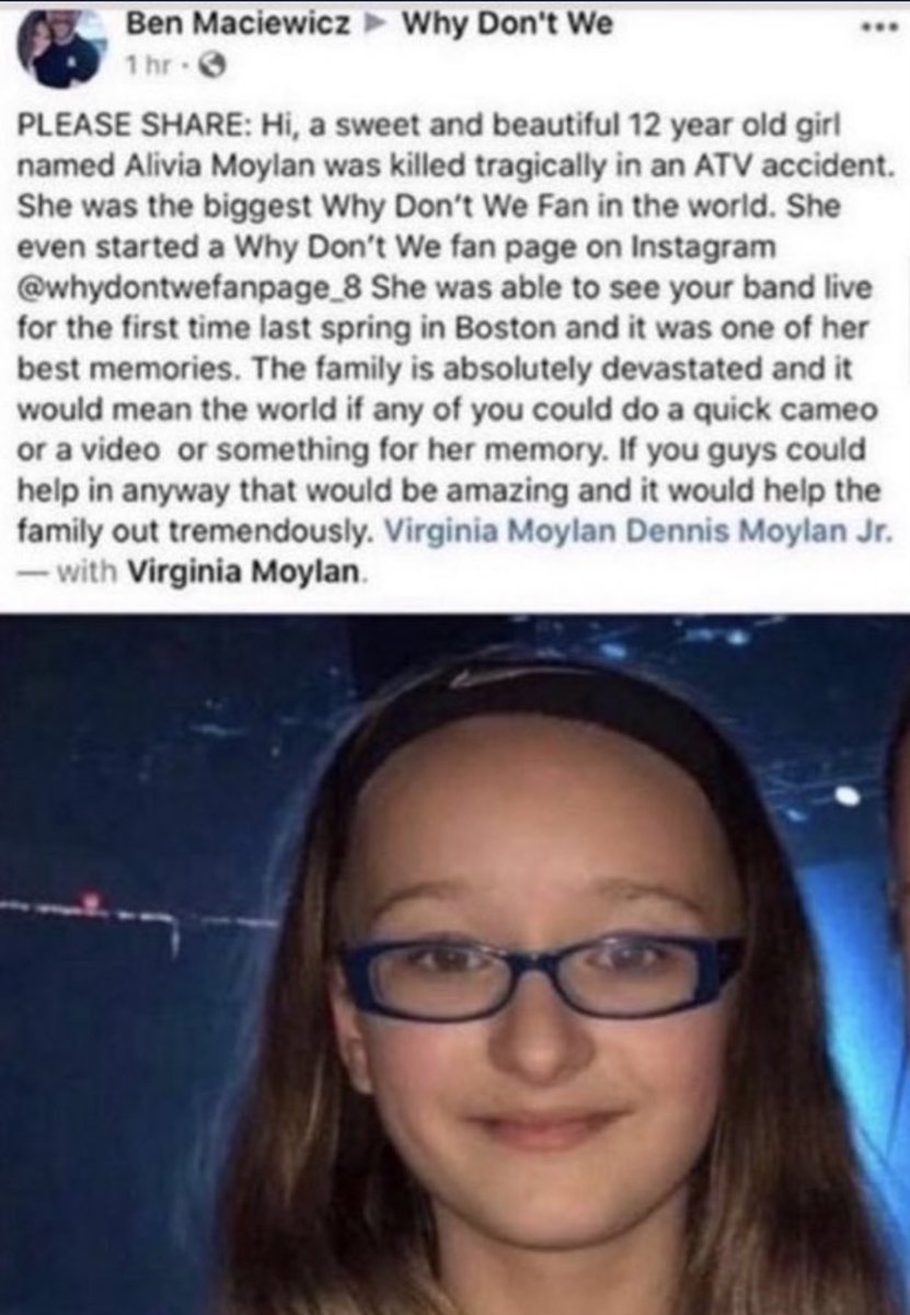 TaniaIsager's tweet photo. Pls help us get @whydontwemusic to see this, and especially tag @corbynbesson since he was her favourite and it would mean the world if he could make a video for her family, that’s what she would have wanted
#blueforalivia https://t.co/l45moHeQJe