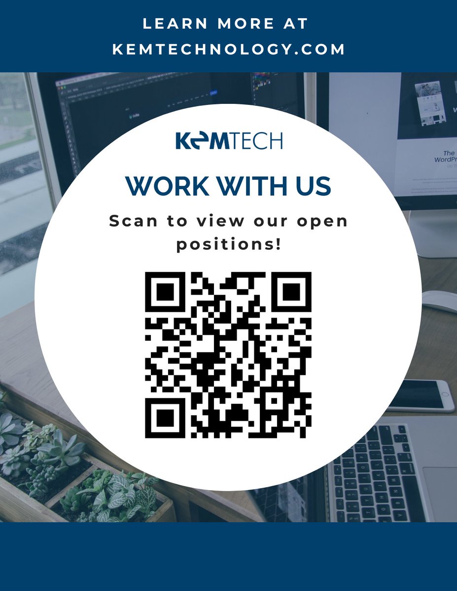 KemTechnology's tweet image. Are you a motivated IT professional? We are looking for you! Visit kemtechnology.com/careers to view our open positions! 

#Kemtech #Technology #technews #newpositions