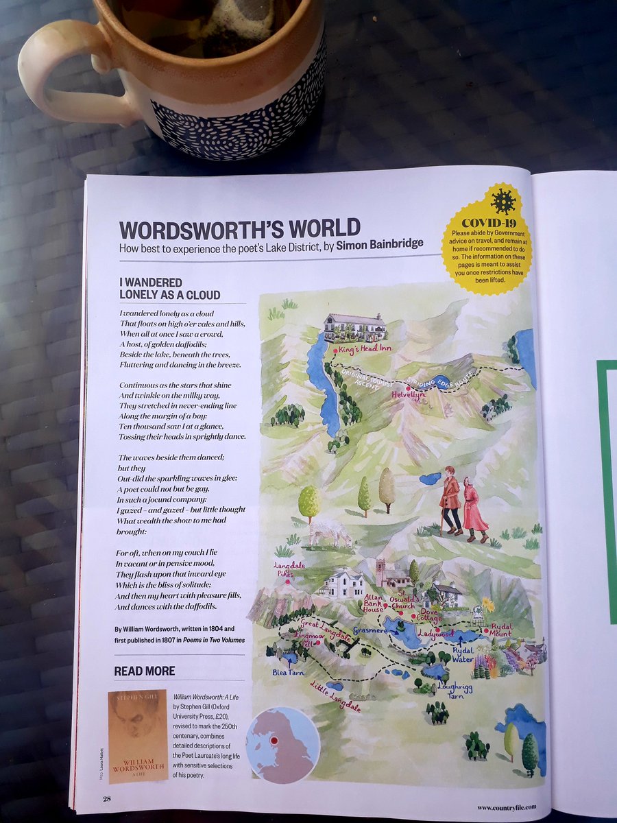Hope everyone's enjoying the sunshine! Here's the full Lake District map from last month's edition of Countryfile Magazine. Featuring 3 Wordsworth inspired walks in the area #illustration #lakedistrict #countryfile #watercolour