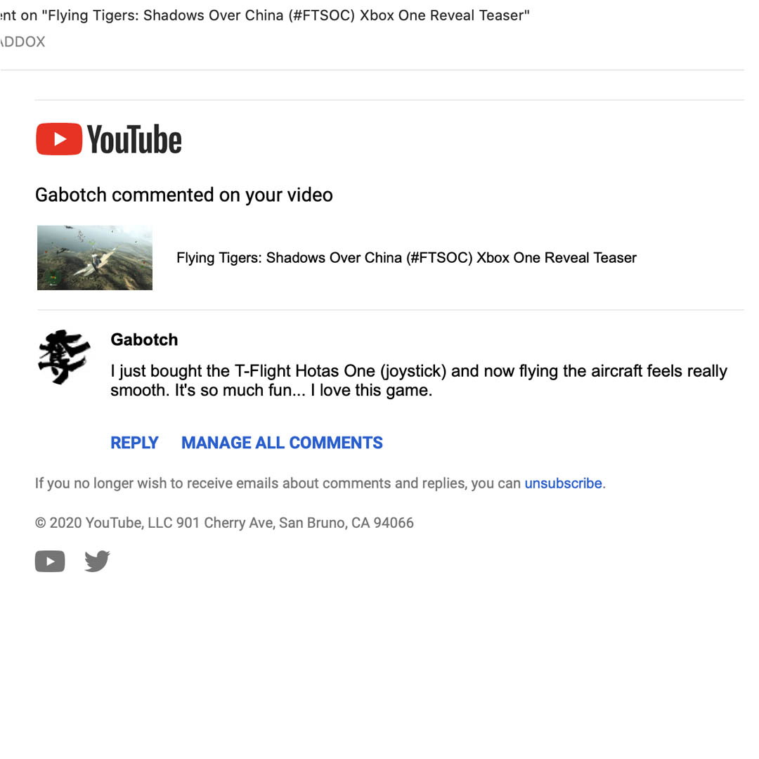 HellblazersDX's tweet photo. Another comment on #FTSOC appeared on YouTube “I just bought the T-Flight Hotas One (joystick) and now ﬂying the aircraft feels really smooth. It's so much fun... I love this game.“ 

Comments like these adds meaning to our developer lifestyle. Thanks! #GameDev https://t.co/CSK6GQFw2V