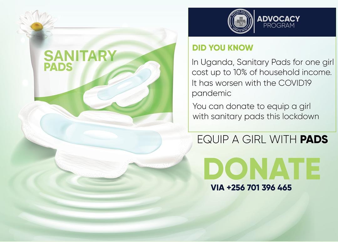 destinydoctors's tweet photo. Menstrual hygiene is a challenge to women & girls including those in kasese near our charity clinic who were affected by floods too. We've launched the #PadsCampaign to support them with Sanitary materials.
#PadsCampaign
#PeriodsinaPandemic
#MenstrualHygieneDay
#AdvocacyProgram https://t.co/9BR6CTmvHc