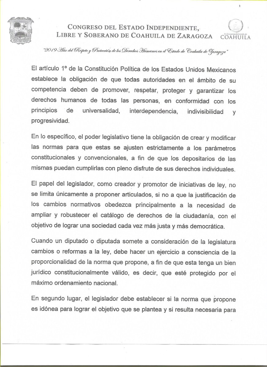 ClaudiarPineda's tweet photo. Iniciativa #Aprobada que Reforma la Ley Orgánica del @CongresodeCoah para #evitar que se plasmen en las #leyes #creencias y convicciones #moralistas personales, #religiosas ó discursos que #violenten o #discriminen los derechos humanos de cualquier grupo de personas. https://t.co/8w8e0nGlIs