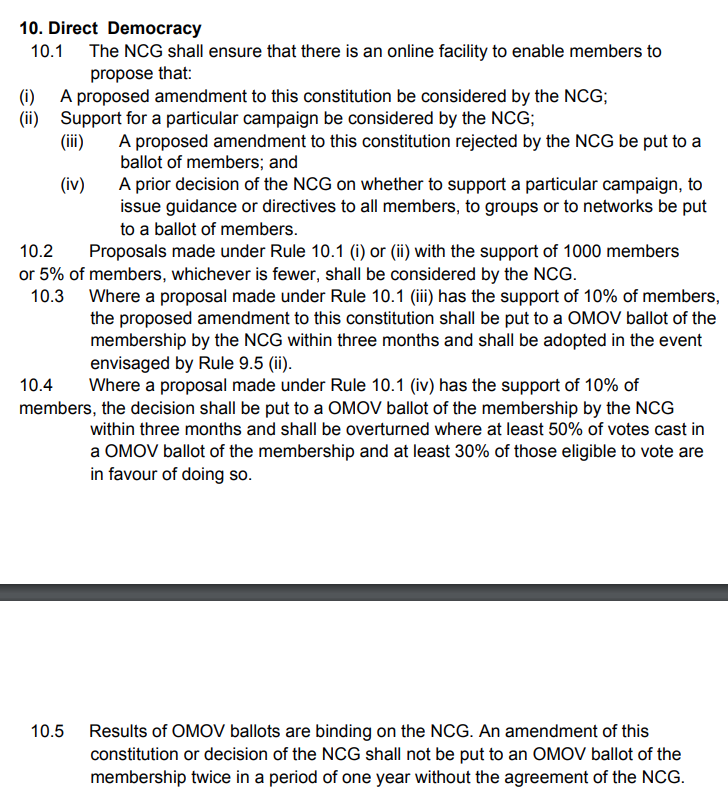 There is also nothing on how the current approval thresholds for all-member ballots should change. They're quite complicated, but basically make it extremely easy to pass a proposal which has the NCG's approval, and very hard for proposals without that approval.