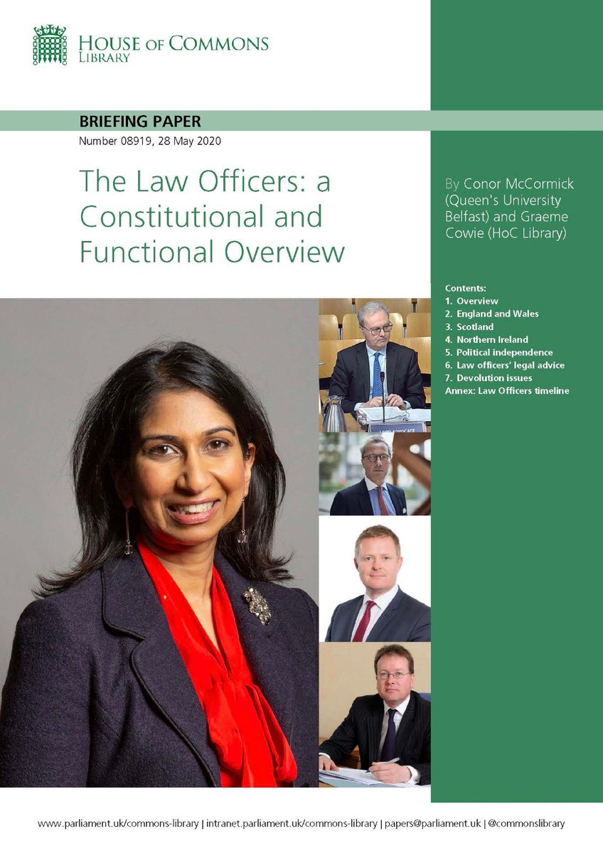 The Law Officers: A Constitutional & Functional Overview

#AttorneyGeneral 
#SolicitorGeneral
#CounselGeneral
#AdvocateGeneral
#LordAdvocate

New @commonslibrary primer on all of the above out today, courtesy of yours truly & the brilliant @woodstockjag

commonslibrary.parliament.uk/research-brief…