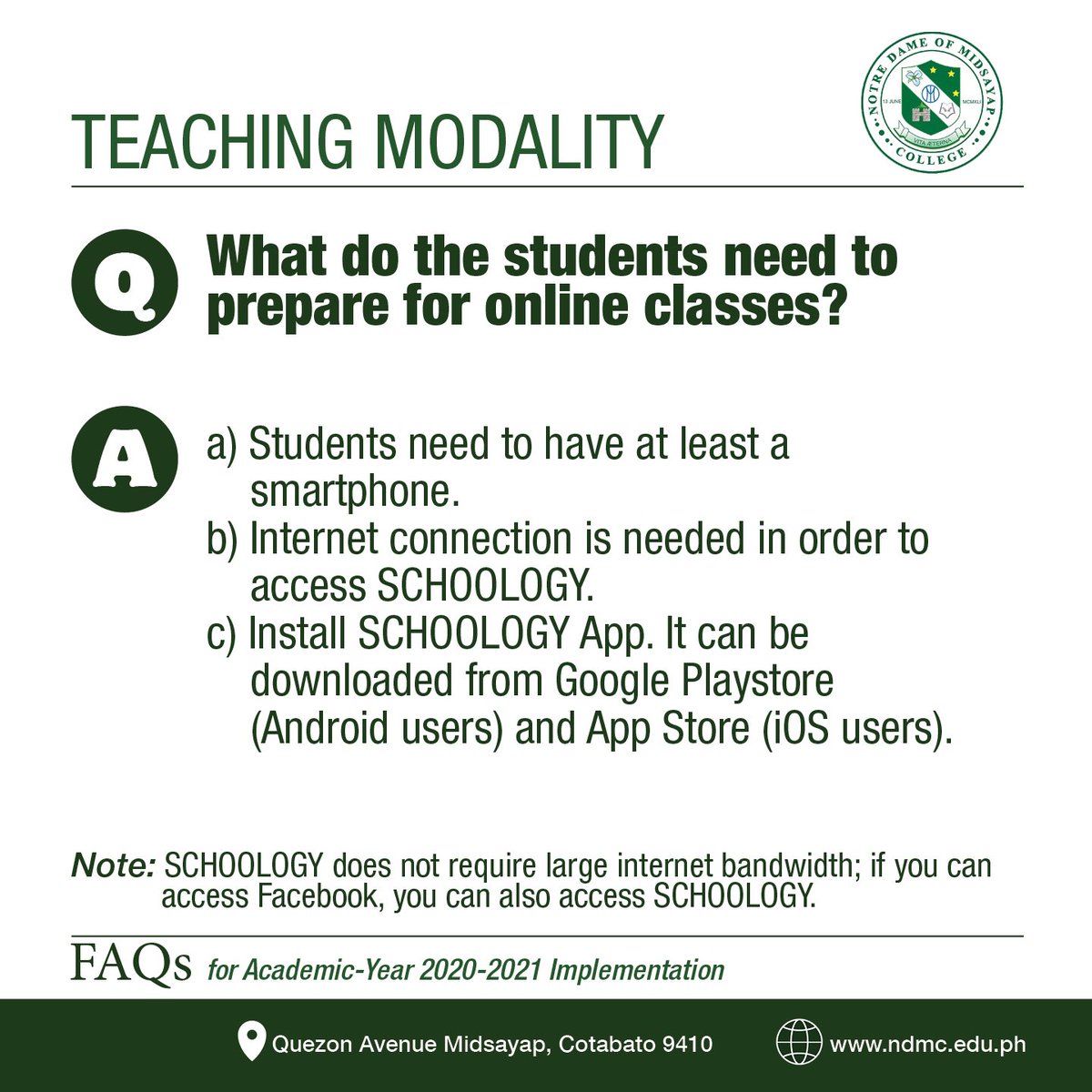 ndmcshs's tweet photo. FREQUENTLY ASKED QUESTIONS (FAQs) for Academic-Year 2020-2021 Implementation

(Part 4/4)

#ndmc #ndmcshs #ndmcdares #NDMCFAQs https://t.co/8S1tysZael