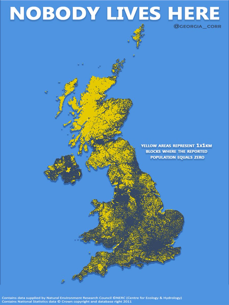 The yellow areas are the empty parts of the UK. The govt could set up a special administrative zone in one of these places where Hong Kong-equivalent law ruled, and where all Hong Kongers (and Brits! And more!) could move to freely. A new city and a new hope. Let's do it!