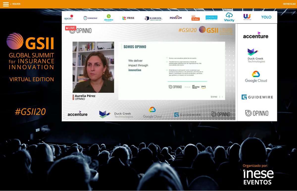 Inese_seguros's tweet photo. ‼️ Nos despedimos de esta primera Virtual Edition del #GSII20 con el equipo de @opinno y el workshop 'El futuro es ahora: generar oportunidades en tiempos de incertidumbre'. Os contamos el resultado mañana en https://t.co/FNJVlyQ3g4 https://t.co/7lJpyrhZSm
