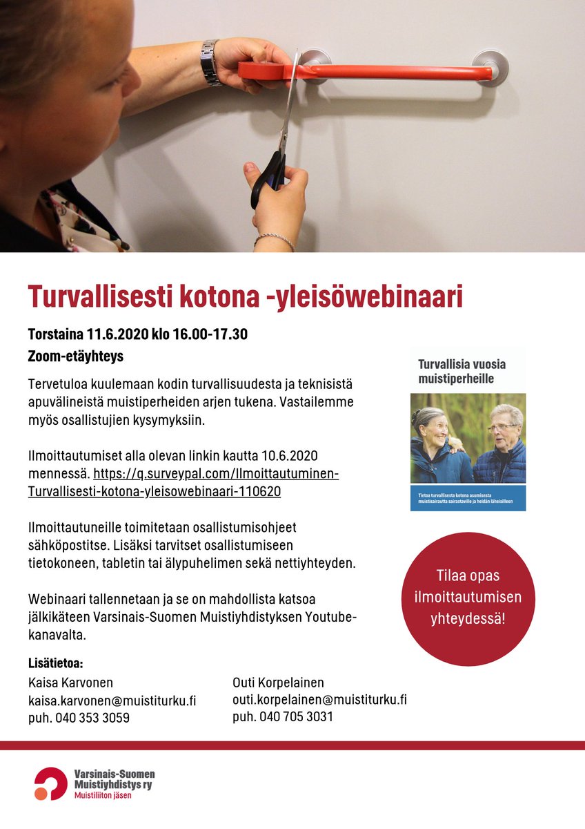VSMuisti's tweet photo. Turvallisesti kotona #webinaari tulossa 11.6.! Ilmoittaudu mukaan, mikäli #muistiperheiden #turvallisuus kiinnostaa! Lue lisää:
https://t.co/4OF8RnZ7ap https://t.co/FAbRfiizP1