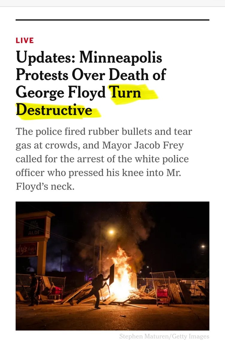 Today the NY Times ran the Hong Kong protests as their *top front page* story calling for "US action" on China to "protect" the "democracy protestors."In contrast, the article on the George Floyd protests was buried further down & said the protestors had "turned destructive."