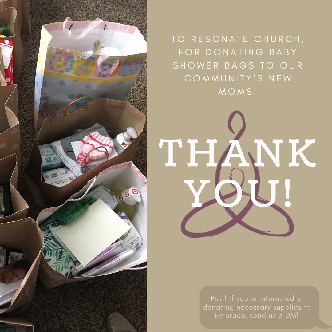 EmbraceRefugee's tweet photo. Big thank you to @resonatechurchatl for donating 15 baby shower bags full of beautiful items for the moms and babies at Embrace! We are so thankful for church partners like Resonate. @friendsofrefugees #babyshowers #generosity #nocontactdeliveries #healthymoms #healthybabies https://t.co/0YqbUr0zJq