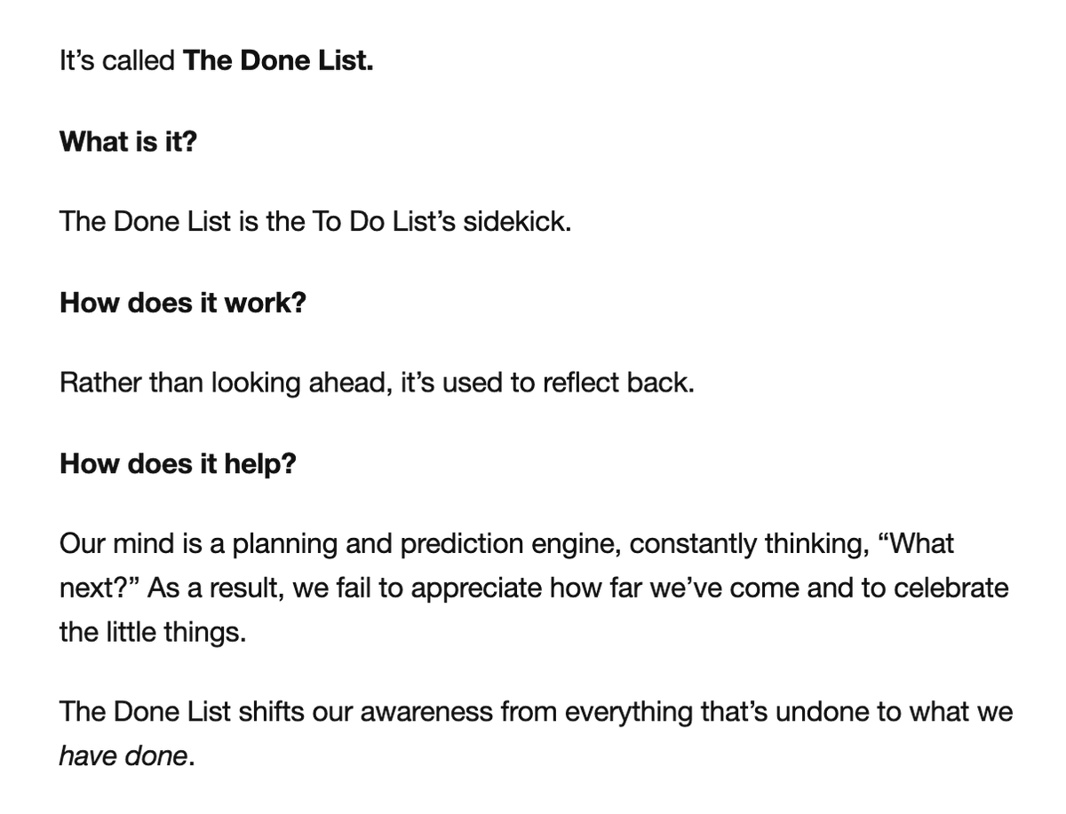 The Done List!

Cool idea from @crswenny's great (new) newsletter.